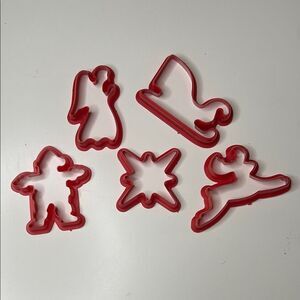 Red Holiday Christmas Jello Cookie Cutters Set plastic no oven or heat